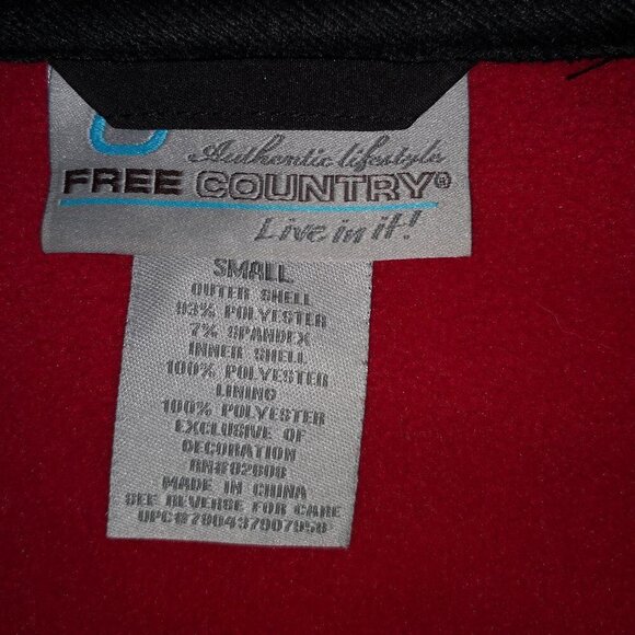 Free Country Ladies Size Small Red w/ Black Fleece Lined Full Zip Hooded Jacket - Picture 3 of 12